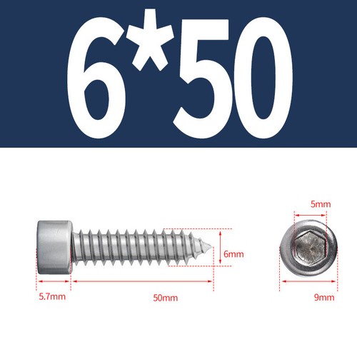 Tornillo autorroscante de cabeza de tapa de acero inoxidable Allen Socket Tappers pernos M1.7 - M6 - Imagen 76 de 76