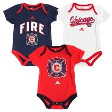 Chicago Fire MLS Adidas Newborn Navy/Red/White 3 Piece Creeper Set