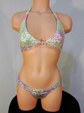 Exotic dancer stripper medium multicolor 2 pc bikini dance outfit-dancewear