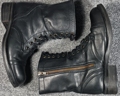 Stivali da combattimento Steve Madden Troopa 2.0 in pelle nera taglia 8 stringati molto belli - Foto 6 di 9