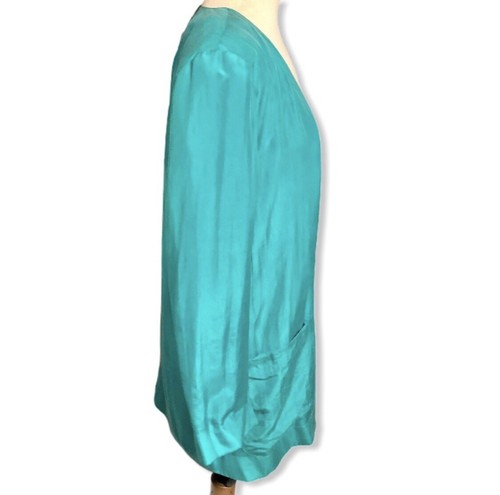 Vintage Express Blazer Womens XS 100% Silk Teal NOS - Picture 2 of 5