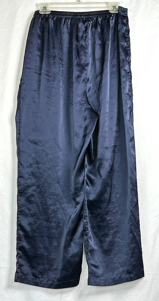 Lencería Cacique Azul Marino Poliéster Satinado Salón Corte Completo PJ Pantalones al Tobillo L Foto 2 de 2