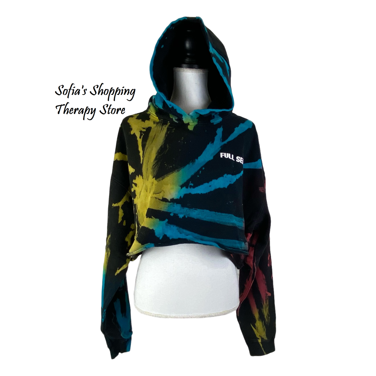 Full Send Tie Dye Cotton Graphic Cropped Hoodie Women's Plus