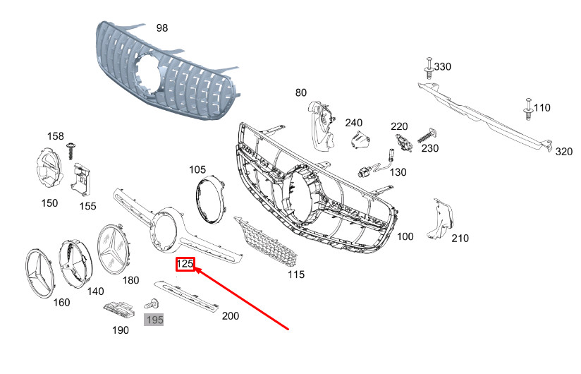 MB GLC C253 Radiator Protective Grille Trim A25388802239982 NEW  