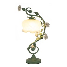 Green Flower Petal Table Lamp Bedroom Bedside Flower Night Light Glass Lampshade