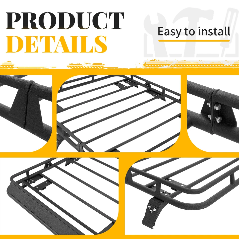 Cesta portaequipajes de techo negra 58"" para Jeep Cherokee XJ 1984-2001 Foto 4 de 4