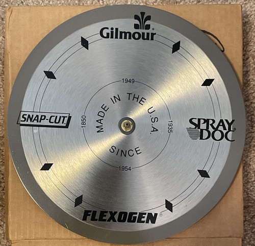 10” Saw Blade Shop Clock Advertising Gilmour, Spray Doc, Flexogen, Snap-Cut NOB - Picture 2 of 6