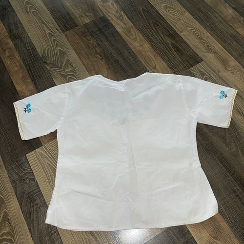Vintage White Cotton Floral Embroidery Mexican Peasant Blouse Size XS - Picture 2 of 8