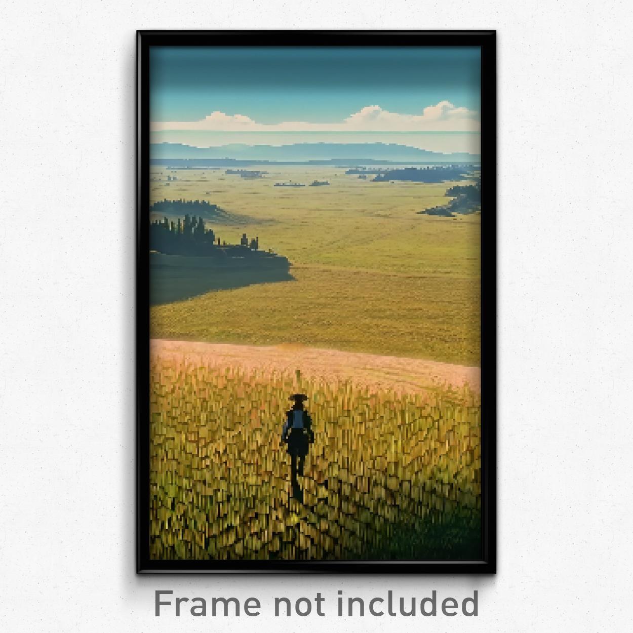 8 Bit Psychedelic Trippy Pixel Art Poster - Neglected Plains Video Game Print