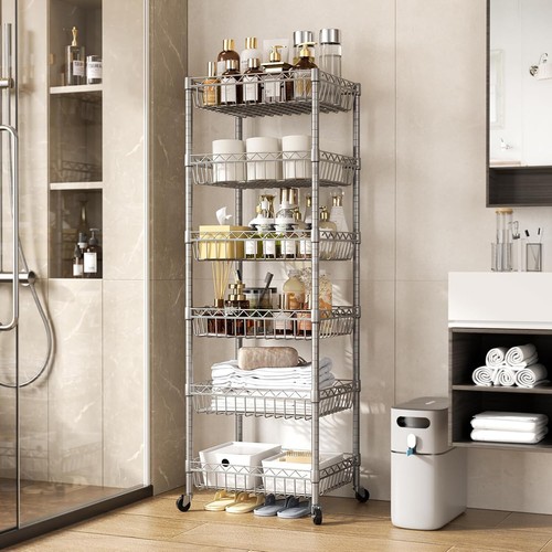 Shelving Corner Wire Storage Rack Tier with Adjus SINGAYE Baskets 6 Unit Shelves - Picture 9 of 12