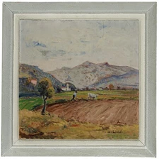 Original Painting By Nicola Di Liddo (1910–) – Italian Landscape With Mountains
