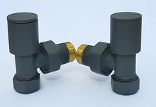 Anthracite ANGLED Towel Rail and Radiator Valves 1/2″ to 15m (PAIR) 