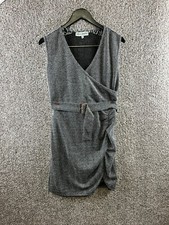 Almost Famous Gray|Black Chevron Faux Wrap Dress Belted Stretch Women's Size L