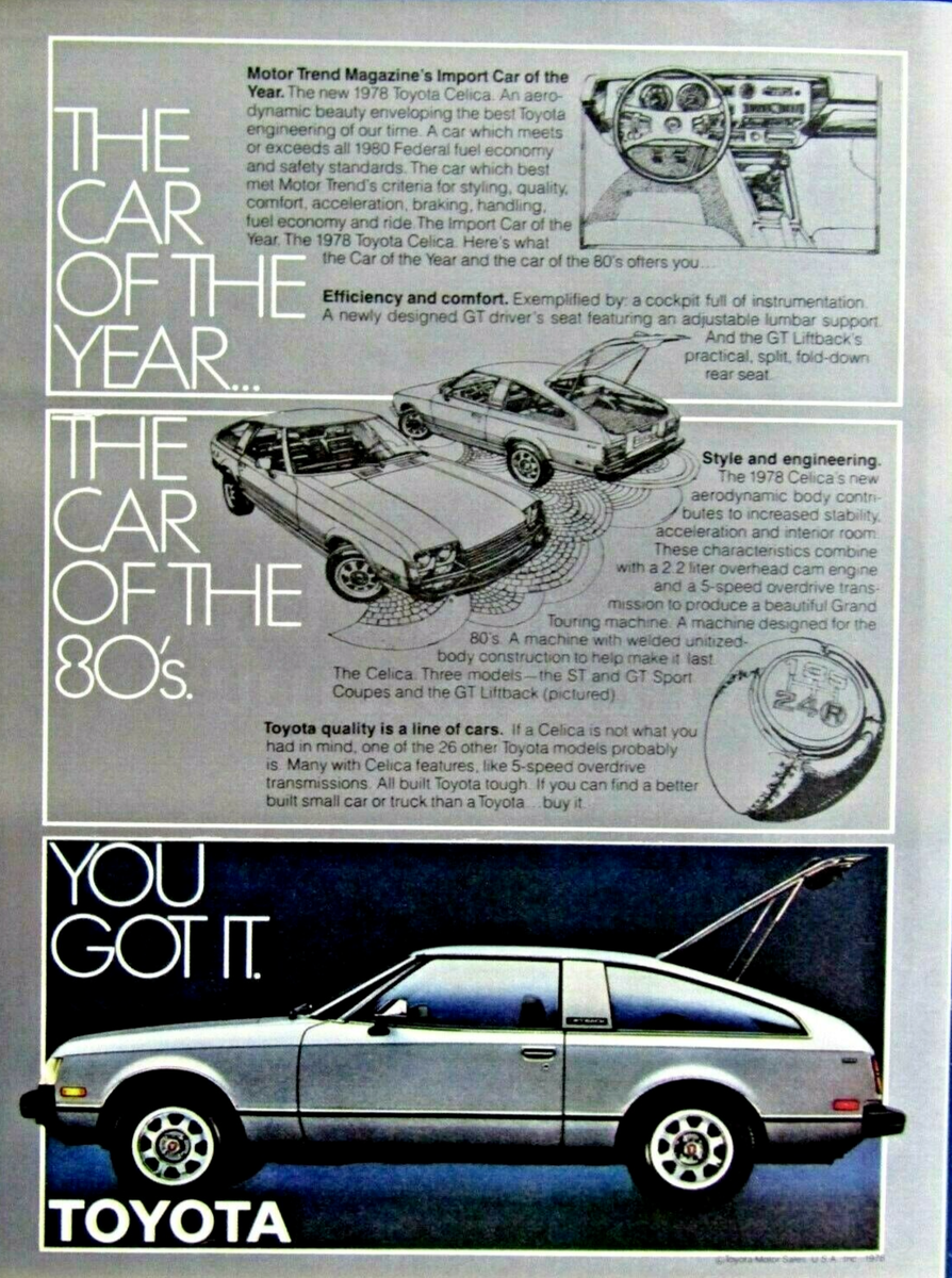 1978 Toyota Celica Liftback Vintage M/T Import Car Of Year