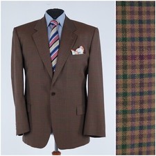 Mens Vintage Blazer 44R UK Size AIRING Check Brown Wool Sport Coat Jacket