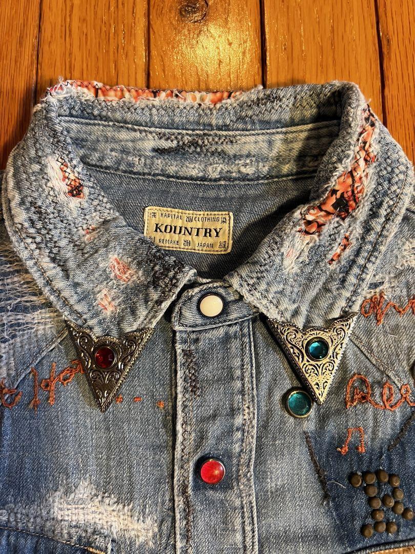 Unused Kapital Kountry Boro Western Shirt Denim Shirt Tops Unused Kapital Kountry Boro Western Shirt Denim Shirt Tops