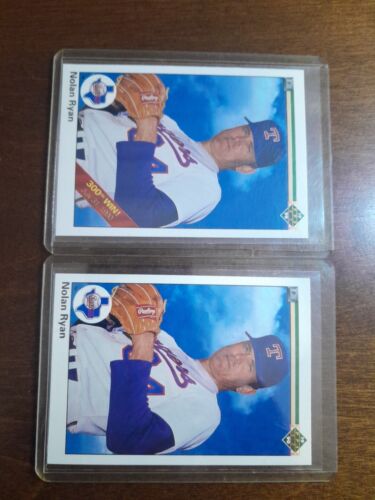 1990 Nolan Ryan Error Upper Deck #734 No Red Stripe + Correct Baseball Card - Picture 3 of 6