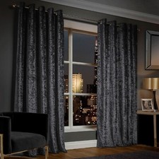 Ring Top Thick Velvet Blackout Curtains Pair With Eyelet Ready Made Fully Lined