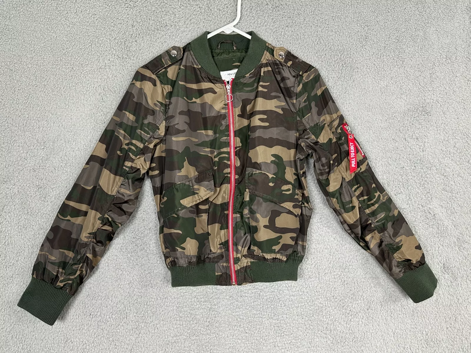 New Look Supreme Veste Zip Complète Femme Petit Vert Marron Bomber Camouflage Armée
