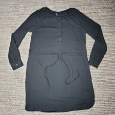 Gap Size S Women Dress Long Sleeve Button Drawstring Black