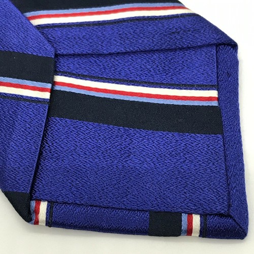IKE BEHAR 60L Mens Silk Necktie Blue Red & White Striped Tie Made in USA - Picture 5 of 6