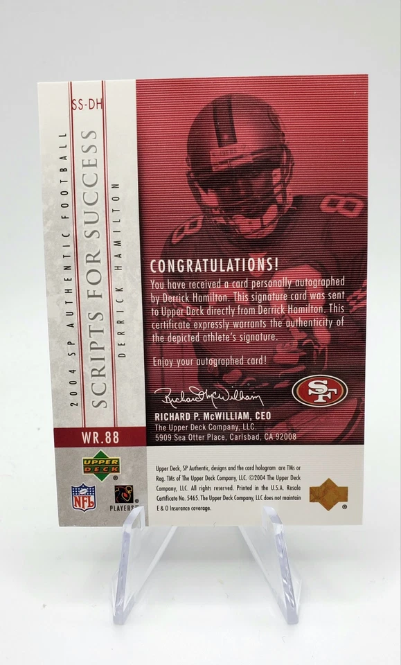 2004 SS-DH UD SP Authentic Scripts for success Derrick Hamilton	SF 49ers Auto - Image 2 of 2
