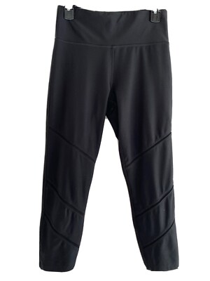 Spalding Black High Waist Capri Leggings With Mesh Incuts Size M