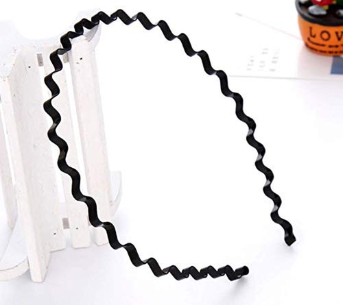 3 Pcs Unisex Black Spring Wavy Hair Hoop Band, Metal Hoop Hair Band Girl Men`...