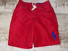 Boys Kids Polo Ralph Lauren Red Blue Big Pony Bathing Suit Swim Trunks Sz. 6 EUC