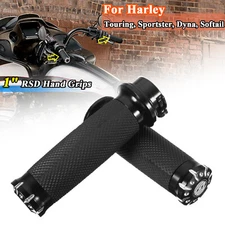 1" CNC Hand Grips Handlebar For Harley Softail Road King Electra Glide Sportster