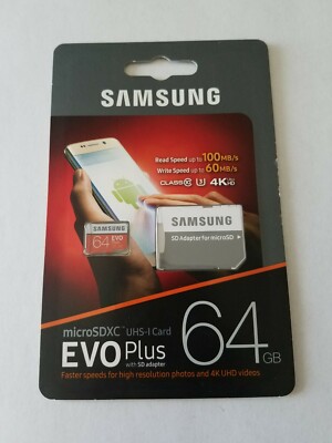 Samsung EVO Plus 64GB, Class 10 20MB/s - MicroSDXC Card - MB-MC64GA/AM