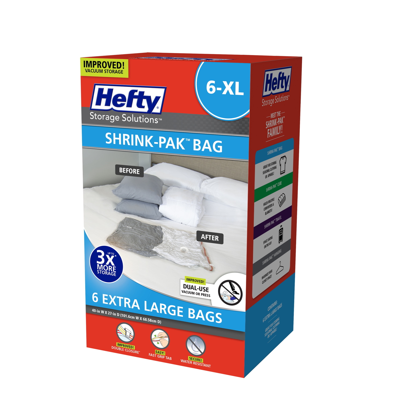 Shrink-Pak 6 X-Large Vacuum Compression Storage Bags, Closet Organizer