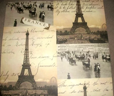 Paris France Eiffel Tower Travel Tour Vintage Letter Gartner Studios 12" Paper