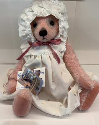 SaBo Baren German Handcrafted 14'' Fully Jointed Pink Mohair Teddy Bear Wendy