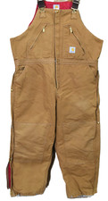 Carhartt Overalls Men's Duck Canvas Quilted Insulated Bib 46x30 Double Knee Snap