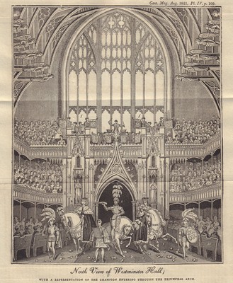 Westminster Hall George IV Krönung 1821. Champion Einstieg. London 1821