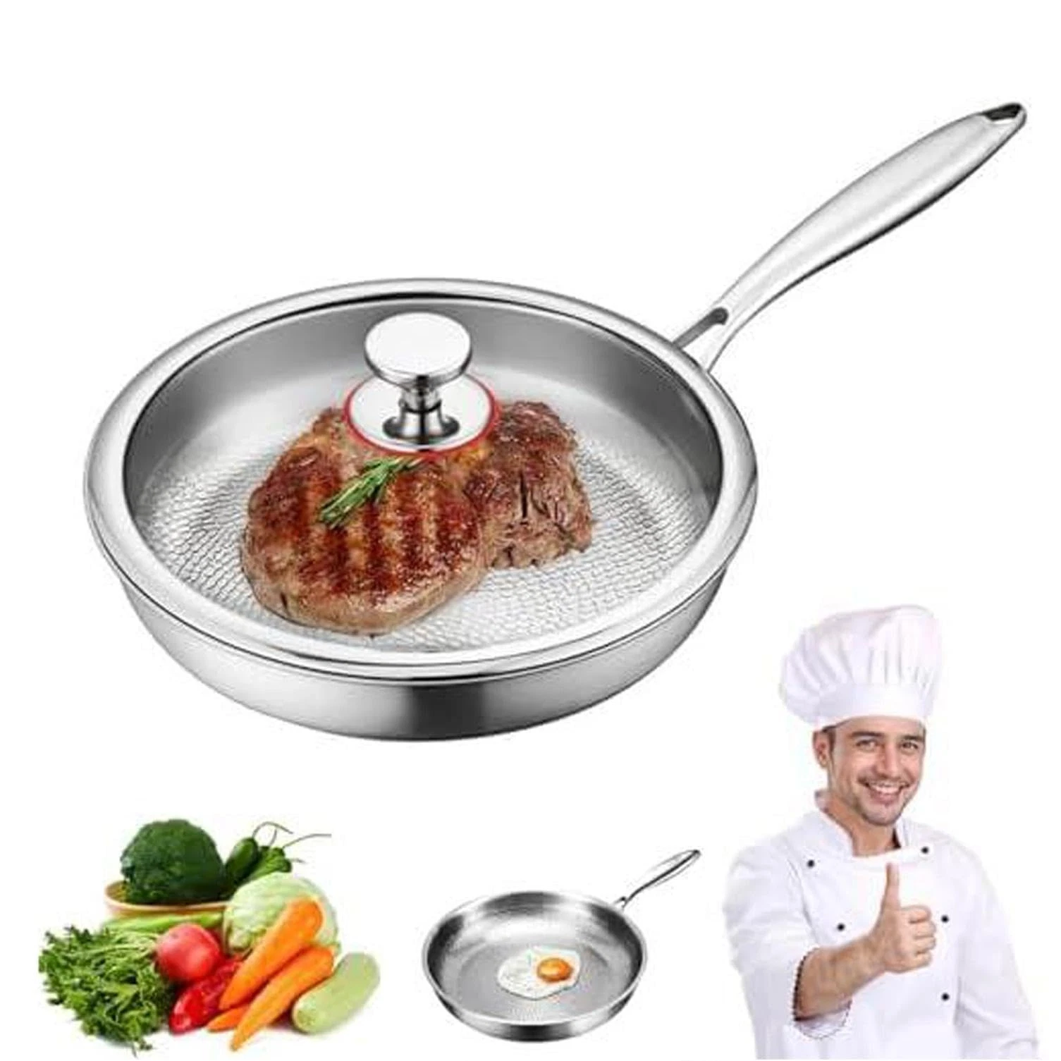 Tipanexi Titanium Non-Stick Frying Pan with Lid - Scratch-Resistant Cookware ...