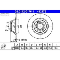 Bremsscheibe Ate 24.0112-0176.1 (2 Stk.) FüR Audi A6 Allroad C6