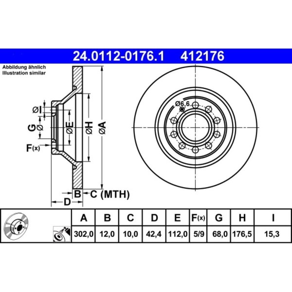 Bremsscheibe Ate 24.0112-0176.1 (2 Stk.) FüR Audi A6 Allroad C6-image