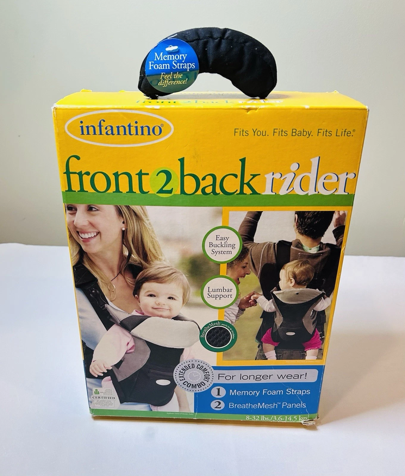 Infantino Front2Back Infant Baby Carrier Memory Foam Straps New In Box 8-32 Ils