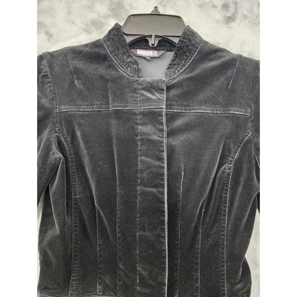 Chaqueta Estructurada Terciopelo Chicle Vintage Talla S Negra Elastizada Oculta Abotonada Foto 2 de 4