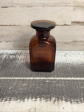 Vintage Amber Glass Apothecary Bottle with a Stopper 5" Tall