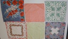 Vintage Ladies Handkerchiefs, Lot of 6, Mixed Colors