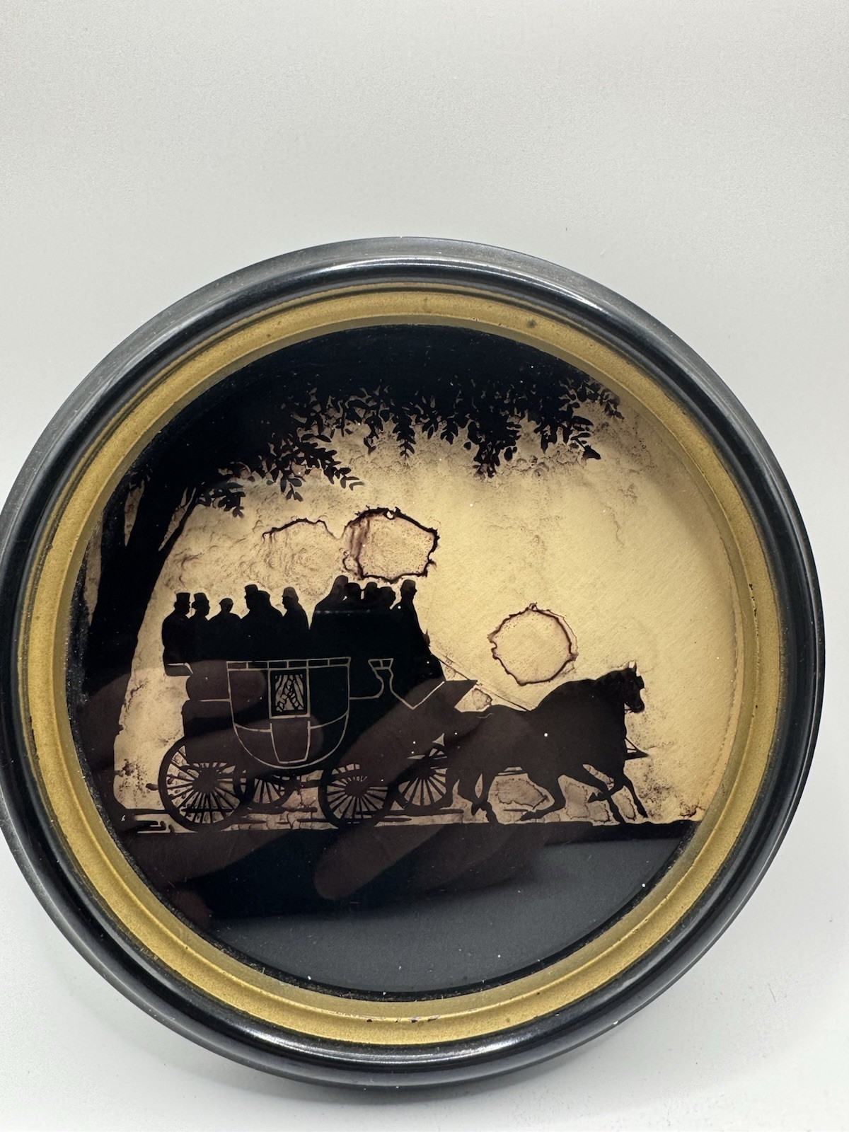 Vintage Pair 1930's C&A Richard's Silhouette Round Framed/Old Mail Coach #319/20 thumbnail 2
