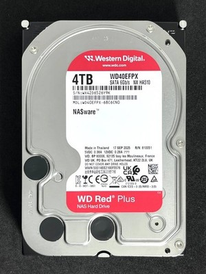 4TB  WD Red Plus / WD40EFPX 2025 Manufacture Usage: 578h Low Usage Western Digi