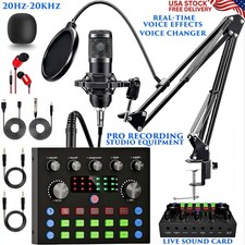CONDENSER MICROPHONE STUDIO RECORDING KIT LIVE PODCAST MUSIC MIXER SOUND CARD