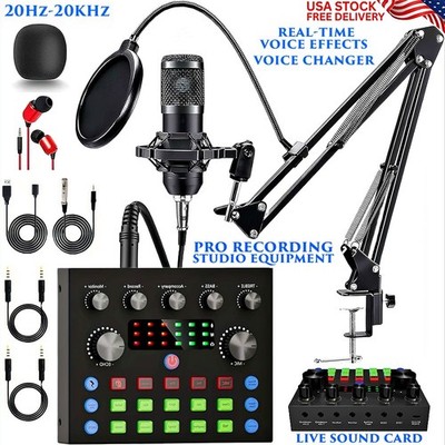 CONDENSER MICROPHONE  STUDIO RECORDING KIT LIVE PODCAST MUSIC MIXER SOUND CARD