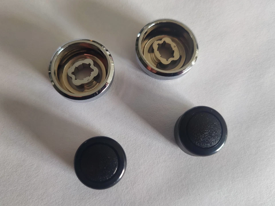 Vintage Datsun 510 OEM HITACHI Radio Knobs ~ 4 Knob Set ~ NOS OE NISSAN ~ RARE! - Imagem 3 de 4