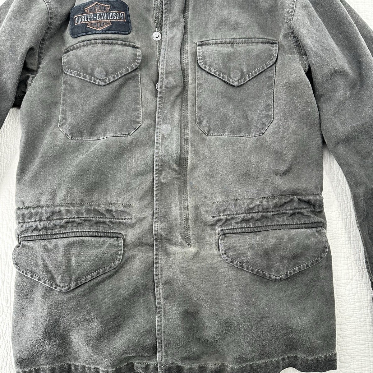 Harley Davidson M-65 Military Field Jacket Green Men's Small H2 | eBay