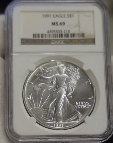 1991 US Silver Eagle $1 NGC MS69